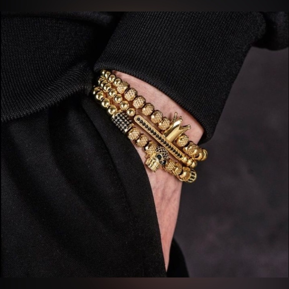 18k gold plated 3 set luxurious bracelet set